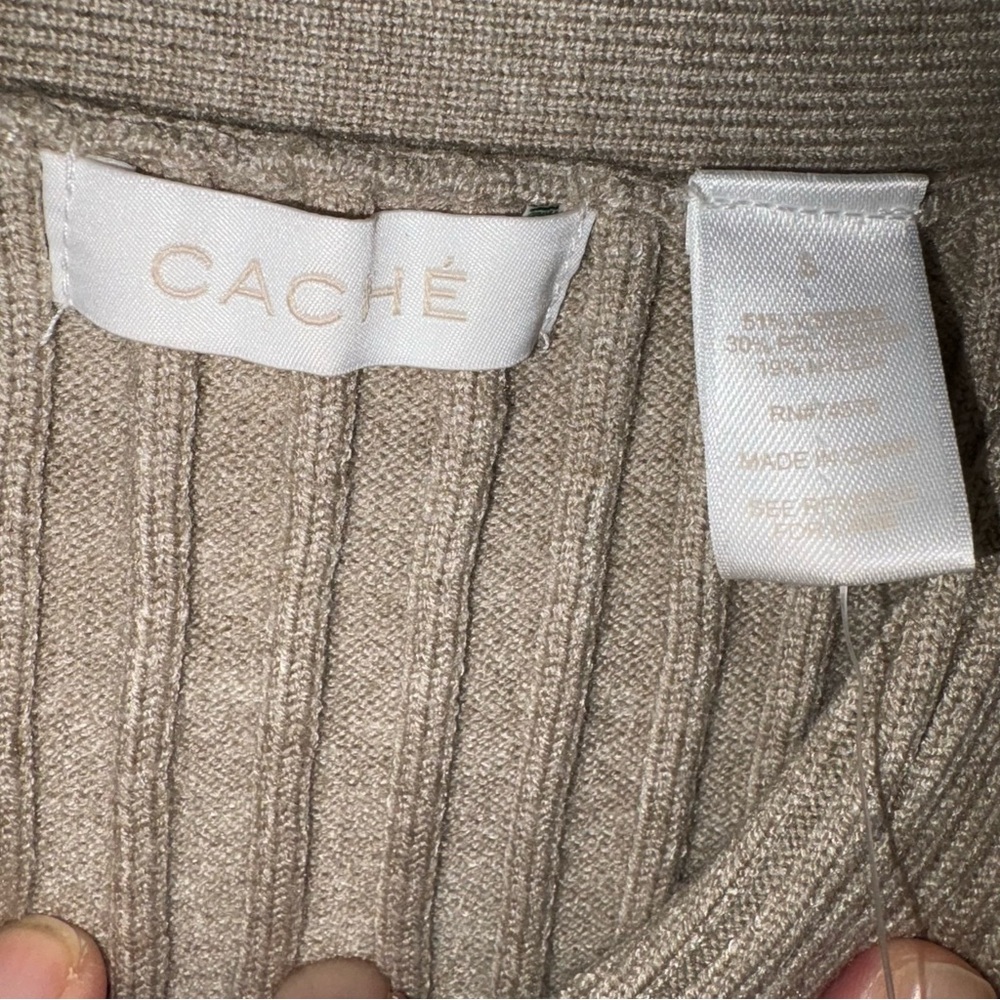 Cache Beige Ribbed Women's Top - Picture 4 of 5